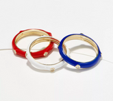 Diamonique Set of 3 Red, White and Blue Enamel Band Rings, Sterling Silver, Size 5